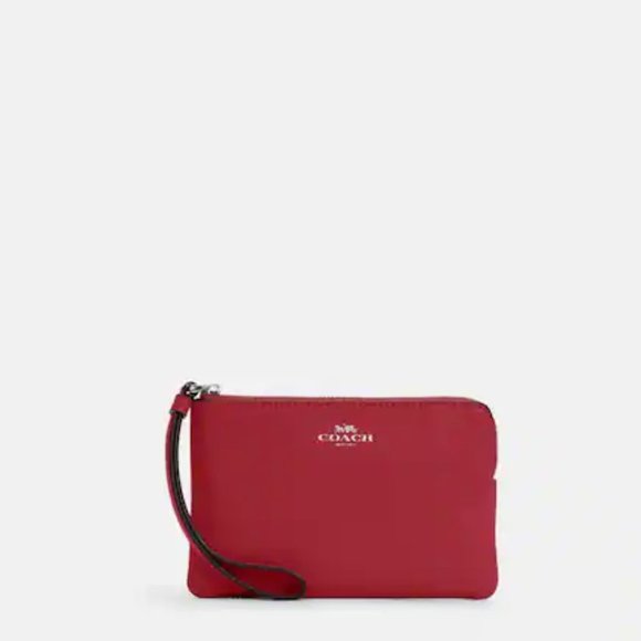 Coach Handbags - NWOT Corner Zip Wristlet - Red/Gold